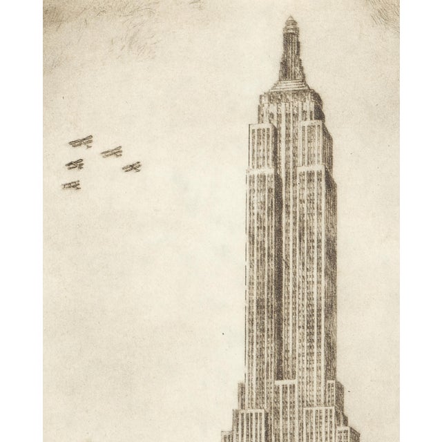 Realism "The Old and the New" (Empire State Building) 1939 Etching by Anton Schutz For Sale - Image 3 of 7