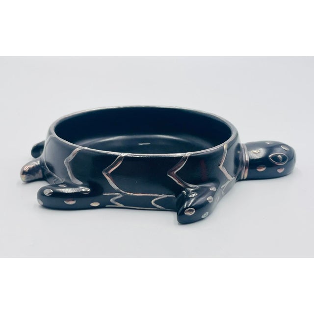1980s 1980s Emilia Castillo Turtle Catchall Bowl in Black Porcelain & Pure Silver, Mexico For Sale - Image 5 of 18