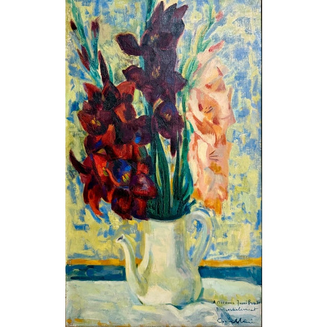 Luigi Corbellini, Luigi Corbellini French Italian Post Impressionist Oil Painting Vase of Flowers For Sale In Miami - Image 6 of 9
