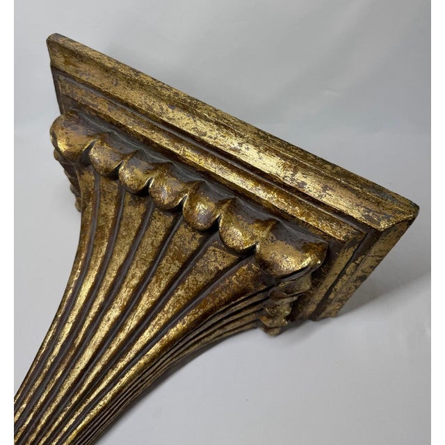 20” Tall French Style Fluted Corbel Gilt Wall Shelf For Sale - Image 4 of 10