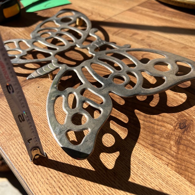 Vintage Silver Butterfly Trivet, Hot Plate For Sale - Image 4 of 7