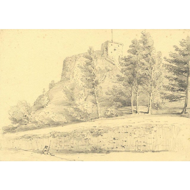 Monro, The Keep of Carisbrooke Castle, Isle of Wight, 1839, Graphite Drawing For Sale - Image 4 of 4