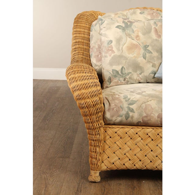 Tan Quality Vintage Wicker Loveseat Sofa For Sale - Image 8 of 12