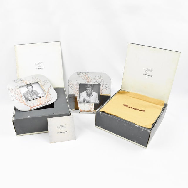 Sambonet Italy Chrome and Copper Inlaid Picture Frame, a Pair For Sale In Atlanta - Image 6 of 11