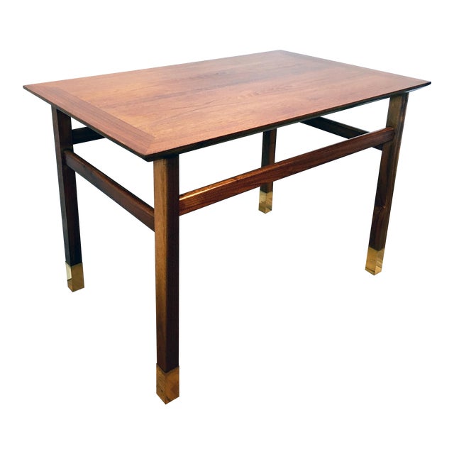 Jack Cartwright for Founders Furniture Walnut + Brass Side Table Chairish