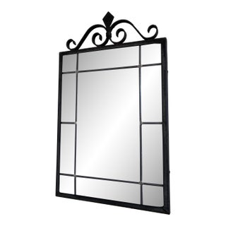 Art Deco Black Wrought Iron Wall Mirror, Belgium, 1930s For Sale