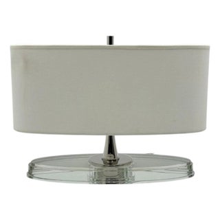 Visual Comfort Thomas O’Brien "Casper" Crystal Glass & Nickel Desk Lamp For Sale