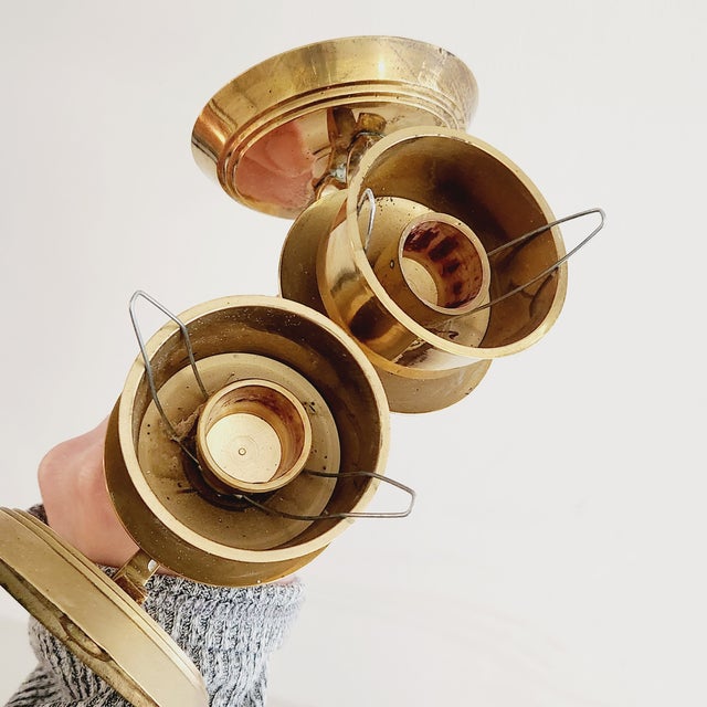 Gold Vintage Brass Wall Candle Holders - a Pair For Sale - Image 8 of 8