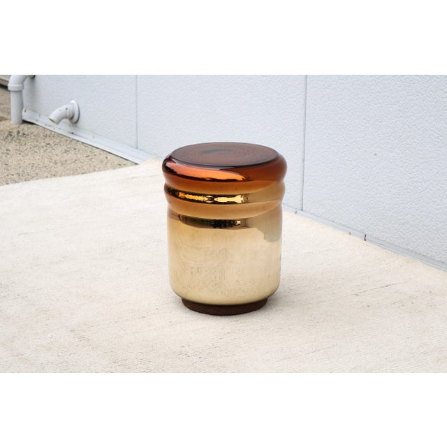2020s Postmodern Dan Yeffet & Lucie Koldova for Haymann Editions Wave Stool Gold Glass For Sale - Image 5 of 12