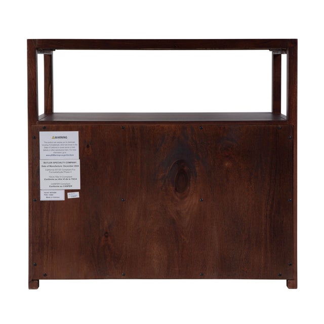 Lark 28 in. W Rectangular Wood 2 Drawer Wide Nightstand with Open Shelf, Walnut For Sale - Image 9 of 11