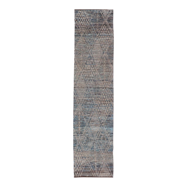 Keivan Woven Arts Modern Long Runner in All-Over Tribal Design For Sale