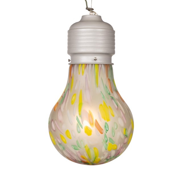 Italian Hand Blown Light Bulb Shaped Ceiling Light from Due P, 1980s For Sale