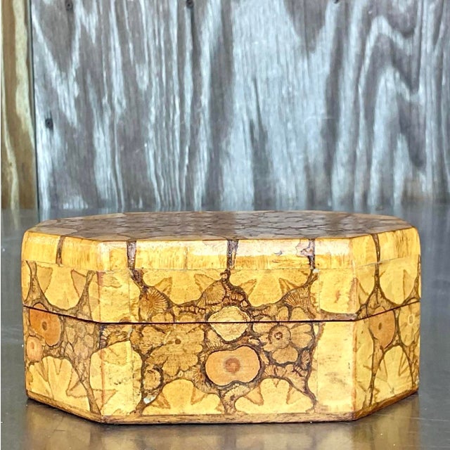 Wood Vintage Boho Burl Wood Box For Sale - Image 7 of 7
