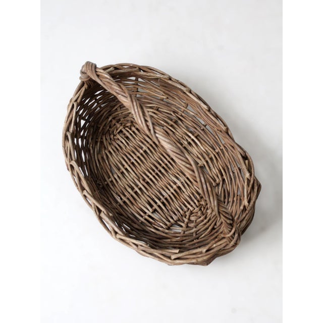 Vintage Wicker Gathering Basket For Sale - Image 9 of 12
