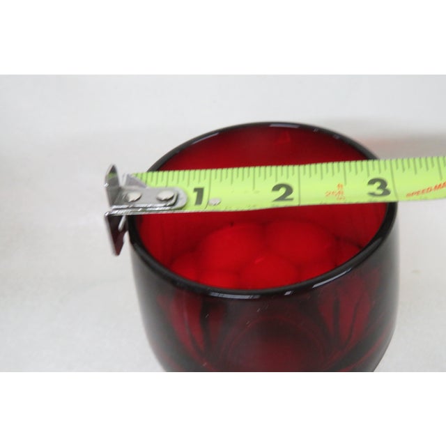 Glass Anchor Hocking Ruby Red Glass Honeycomb Pattern Dessert Tumbler Cups 4213b For Sale - Image 7 of 8