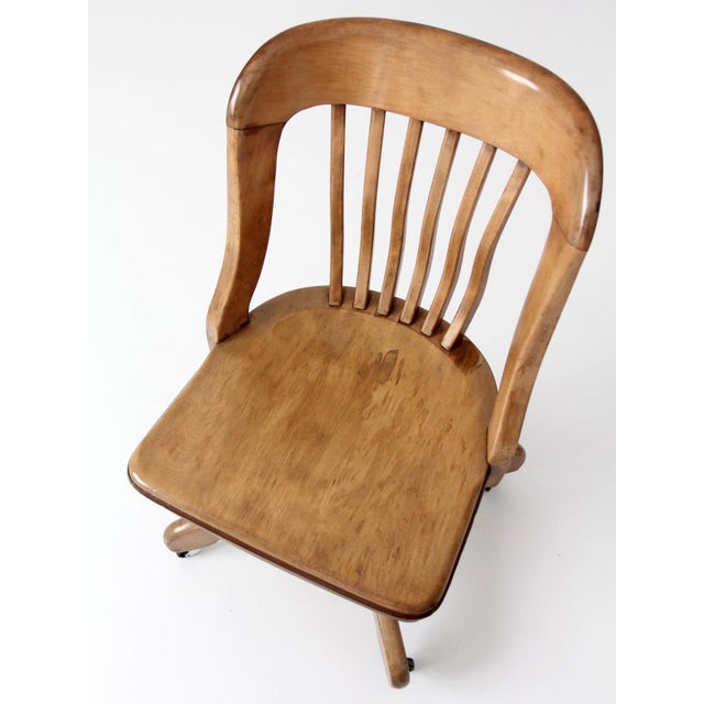 Antique Spritzer's Wood Swivel Desk Chair For Sale - Image 16 of 17