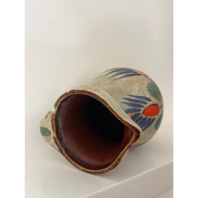 Mid 20th Century Vintage French Peint À La Main Saint Clément Pitcher Vase For Sale - Image 5 of 7