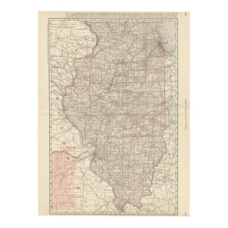 Antique Map of Illinois The Prairie State by Ran McNally, 1899 For Sale