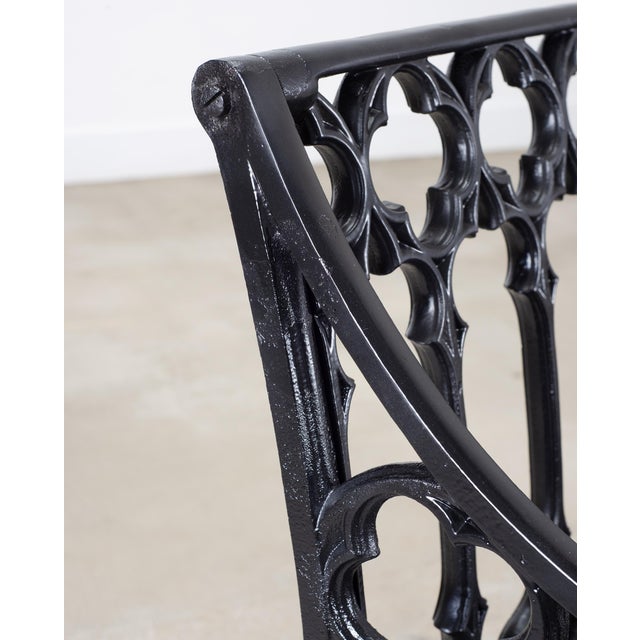 English Coalbrookdale Style Cast Gothic Revival Garden Bench For Sale - Image 11 of 18
