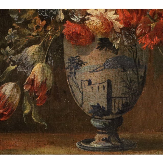 Francesco Lavagna, Pair of Still Lifes of Flowers Blackboard, 1720, Oil on Canvas For Sale - Image 15 of 16