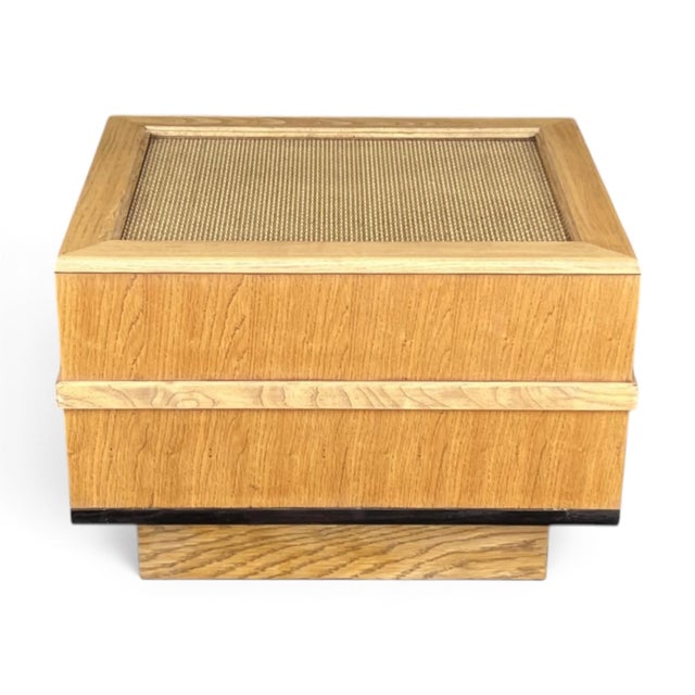 Pair of 1960s Scandinavian Modern Oak End Tables With Rattan Tops For Sale In Los Angeles - Image 6 of 15