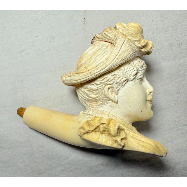 Share Antique 19th Century Carved Meerschaum Victorian Lady Figural Smoking Pipe For Sale - Image 13 of 13