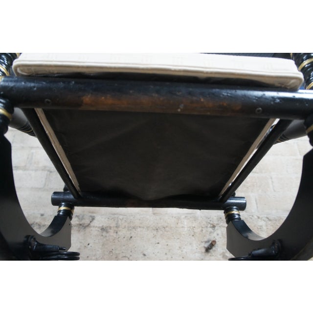 Antique 19th Century Victorian Ebonized Platform Rocker Rocking Chair Regency For Sale - Image 12 of 12