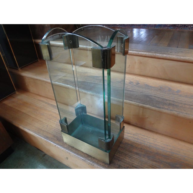 Italian Modern Brass and Glass Umbrella Stand For Sale - Image 9 of 12