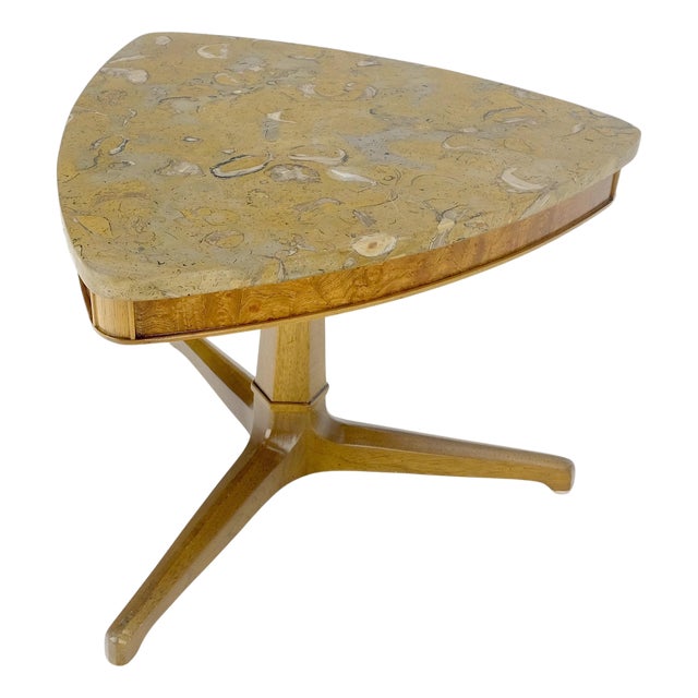 Tomlinson Triangular Marble Top Side End Occasional Table Stand c1970s MINT For Sale