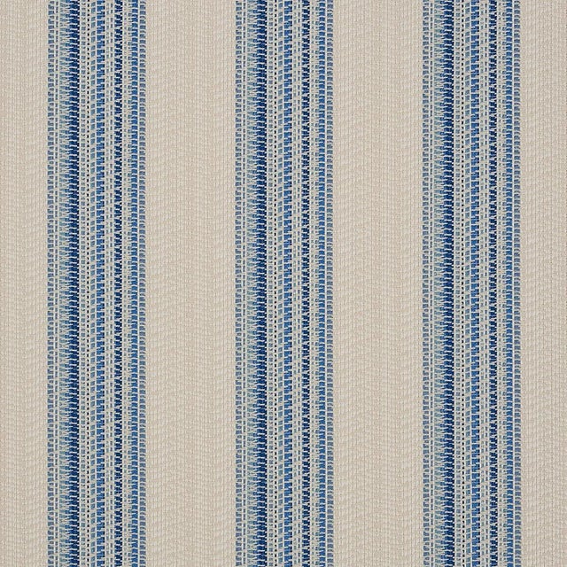 Sample - Schumacher Bendita Stripe Indoor/Outdoor Fabric in Blue For Sale