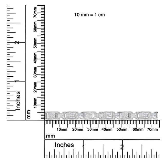 Metal 14K White Gold 5.0 Cttw Princess Cut Diamond Invisible Set Alternating Size D Shaped Links Tennis Bracelet (H-I Color, SI2-I1 Clarity) For Sale - Image 7 of 7