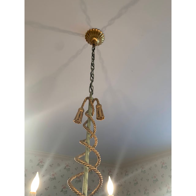Late 20th Century Italian Rope and Tassel Gilt Metal Chandelier For Sale - Image 9 of 12