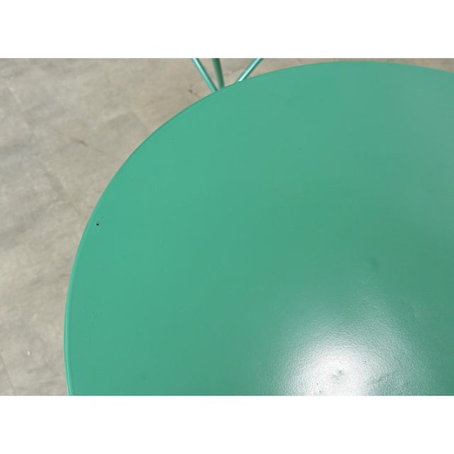 Early 20th Century French Pair of Metal Bistro Tables with New Powder Coat, 2 Pieces For Sale - Image 10 of 12