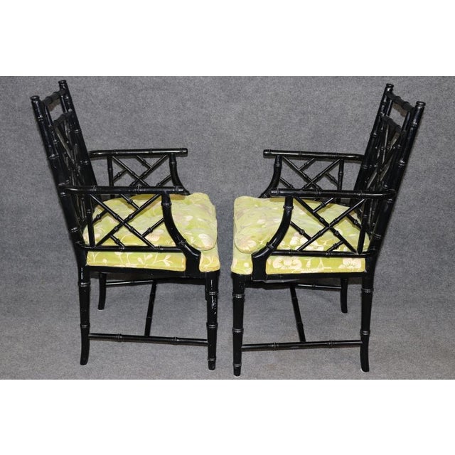 Ornamental & Decorative Materials Set of 4 Faux Bamboo Chinoiserie Hollywood Regency Style Dining -All Armchairs For Sale - Image 7 of 16