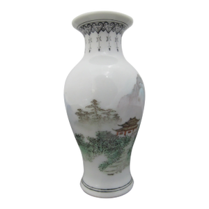 Chinese Republic Period Miniature Porcelain Mountain Landscape & Script Vase