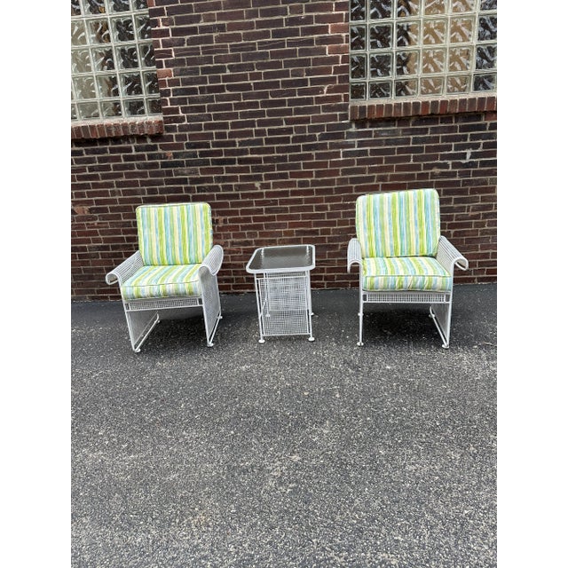 Metal Russell Woodard Mesh Steel Patio Table & 2 Chairs For Sale - Image 7 of 8