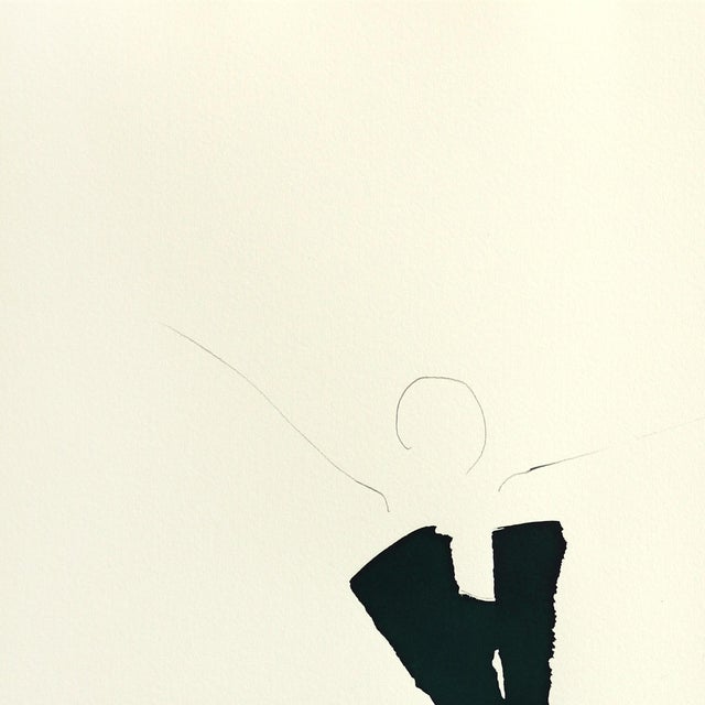 Contemporary The Teal Dress 3 - Original Ink Painting on French Linen Paper by Bettina Mauel For Sale - Image 3 of 7