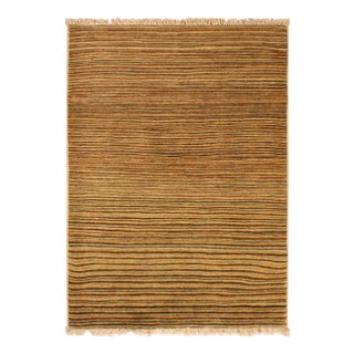 1990s Boho Chic Gabbeh Tan/Rust Hand-Knotted Wool Rug -3'1 X 5'1 For Sale