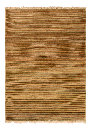 1990s Boho Chic Gabbeh Tan/Rust Hand-Knotted Wool Rug -3'1 X 5'1