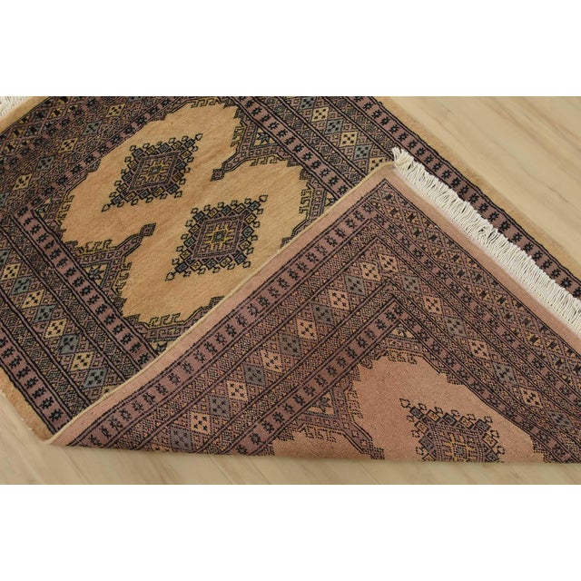Bokhara Jaldar Rug 3’1” X 4’9” Beige Wool Tribal Hand-Knotted Oriental Carpet For Sale - Image 10 of 11