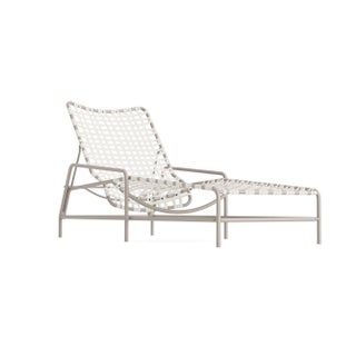 Brown Jordan Kantan Aluminum Vinyl Chaise Lounge, Dove frame with White Lite fabric For Sale
