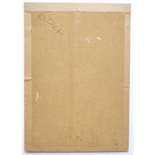 Rustic European Vintage Original Watercolor Painting of Boats Docked at Harbor For Sale - Image 3 of 3