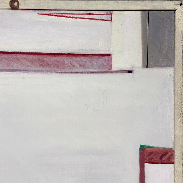 White Vintage Monumental Abstract Minimalist Geometric Study, Signed (Oil on Canvas) For Sale - Image 8 of 10
