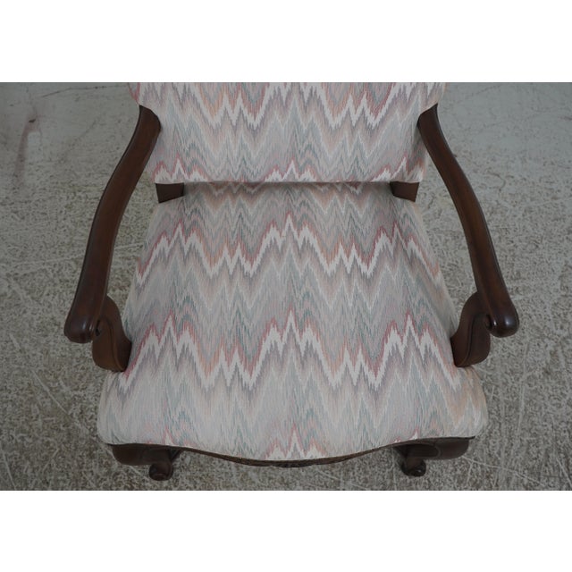 Textile Pair Baker French Louis XIV Style Upholstered Chairs For Sale - Image 7 of 12