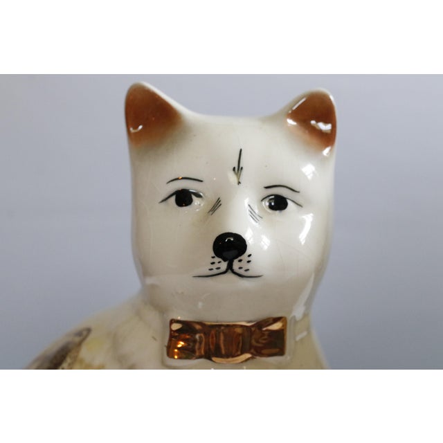 Staffordshire Pair of Staffordshire English Porcelain Cats With Painted Pheasants For Sale - Image 4 of 15