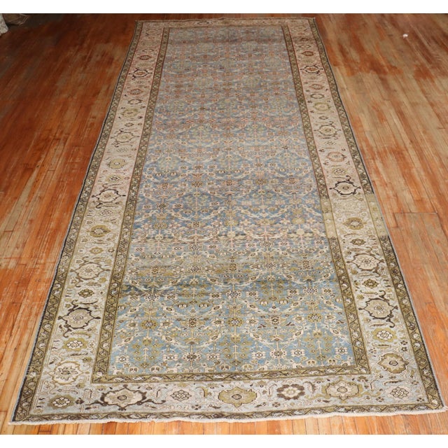 Early 20th Century Blue Persian Malayer Corridor Rug - 6'4" x 16'9" For Sale - Image 4 of 12