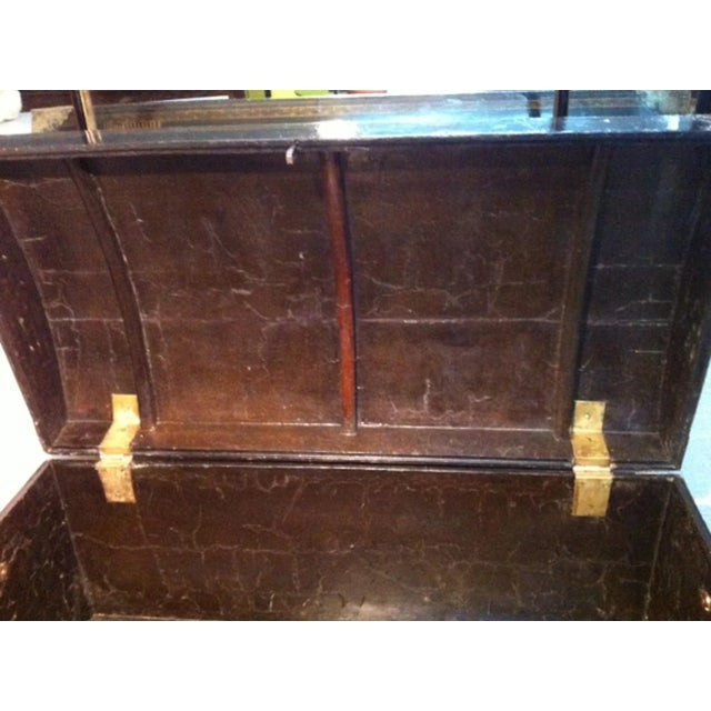 Metal Antique British Lacquered Chest with Chinoiserie Decoration, 1900s For Sale - Image 7 of 9