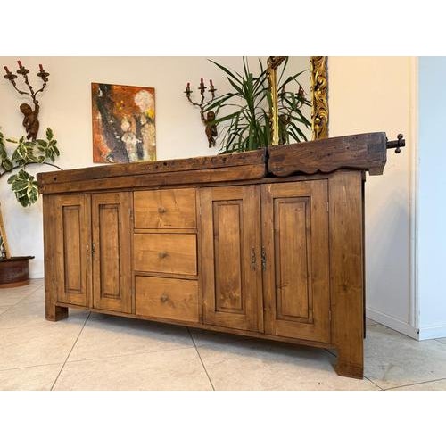 Solid wood workbench, rustic workbench, desk, work table with practical drawers. Dimensions: Height x Width x Depth 105 x...