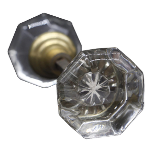 Pair of Early 20th Century Glass Octagon Mercury Center Door Knobs