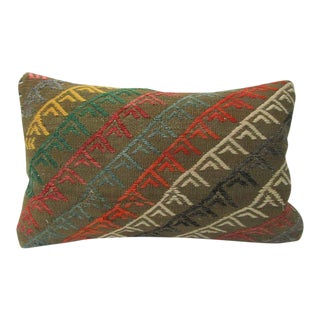 Turkish Embroidered Kilim Pillow - 20ʺW × 12ʺH For Sale